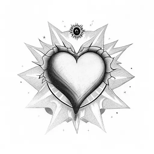 Graffiti Heart With Rose And Sun And Moon