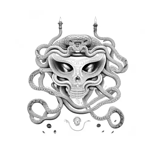 Medusa With Cobra Snakes And Tears