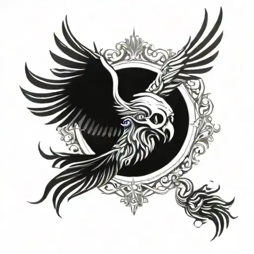 Phoenix Chest Tattoo Incorporating Memento Mori Meaning