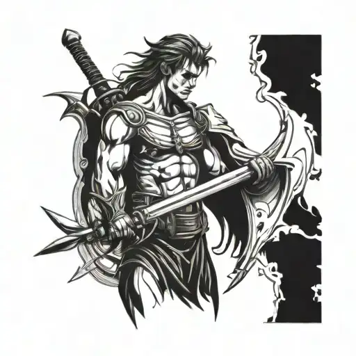 Warrior Angle Holding Broken Sword