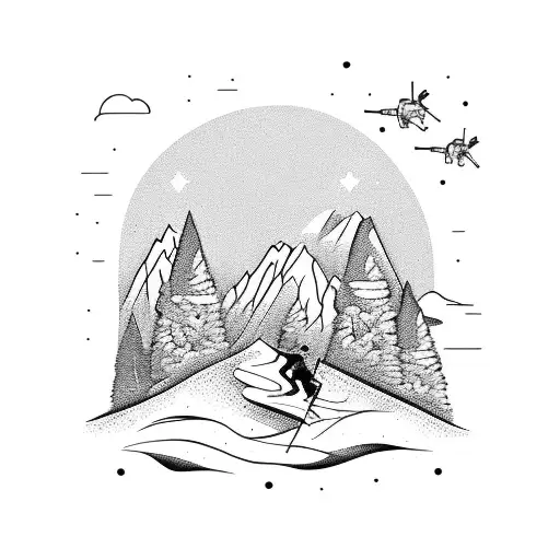 Skier And Mountain Biker Coming Down Mountain