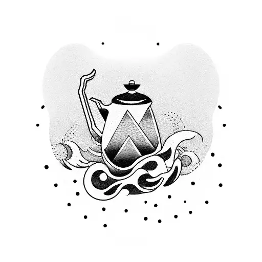 Coffee Pot With Japanese Wave Comming Out