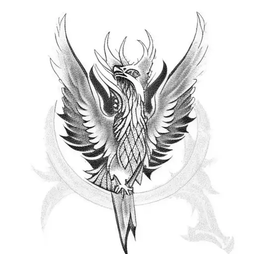 A Game Of Thrones Inspired Tattoo Featuring A Phoenix Bird In Blackwork Style