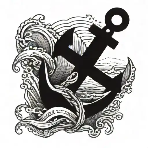 Anchor Tied To A Man's Ankle But He Refuse To Sink With A Wave Crashing Down On His Head