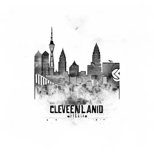 Cleveland Skyline With Chicago Flag