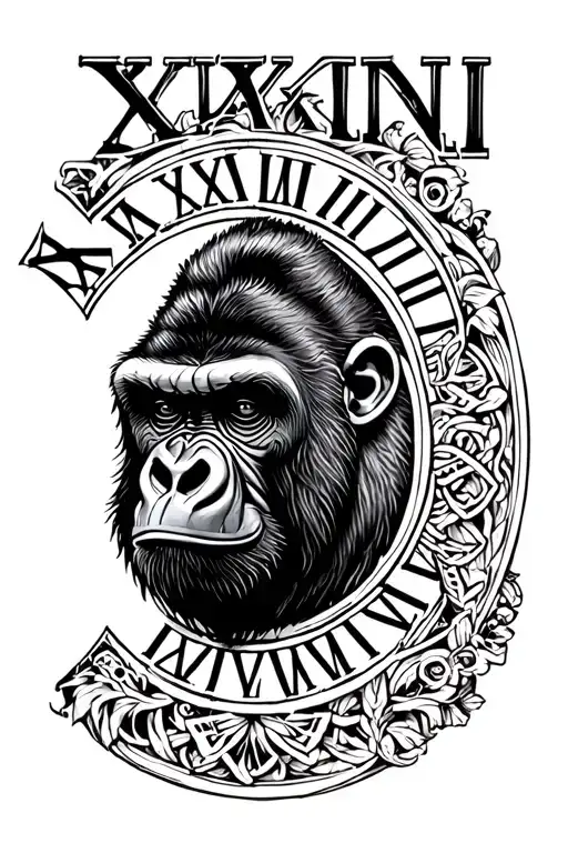 Roman Numerals Surrounded By Gorilla