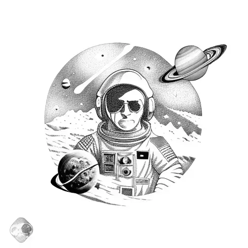 Astronaut Sitting On Solar System