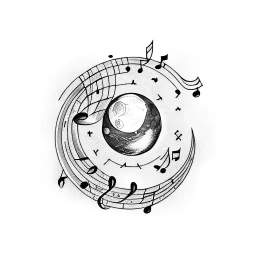 Moon With Musical Notes Intertwined