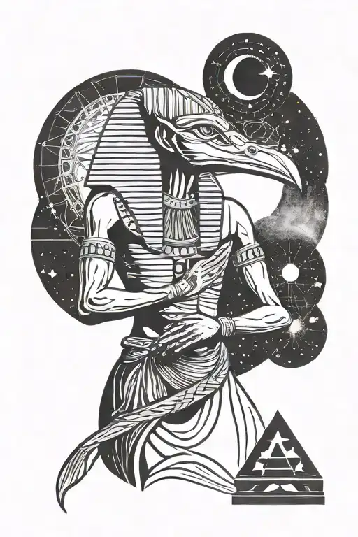 Egyptian God Thoth Looking Empowered With A Space Background