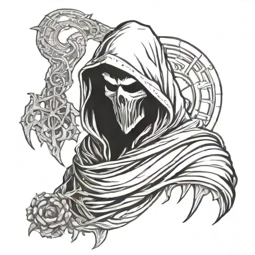 Reaper With Hood Holding Eye Symbol Integrated