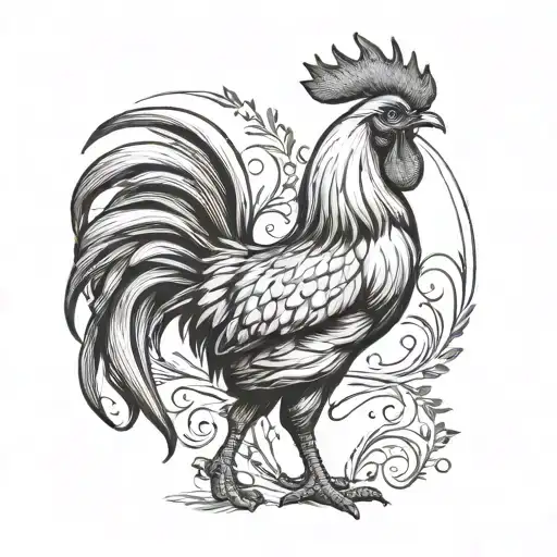 White Rooster Standing Proudly