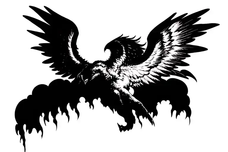 A Crus With Wings To The Sides And Background With Clouds