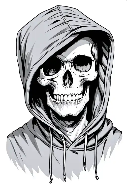 Half Skull Wearing Hoodie