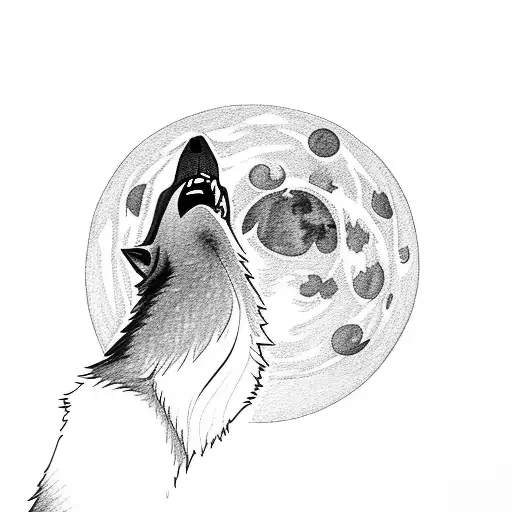 A Wolf Howling At The Moon With A City Skyline In The Background