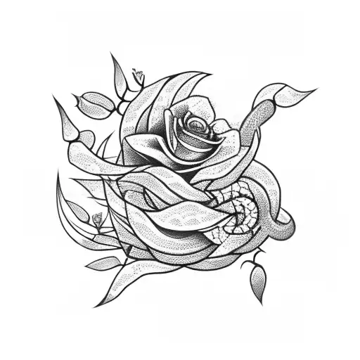 Snake With Thorns And Wild Flowers