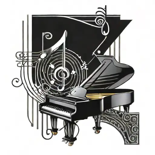 Fibonacci Spiral With Music Notes And Piano Keys Forming