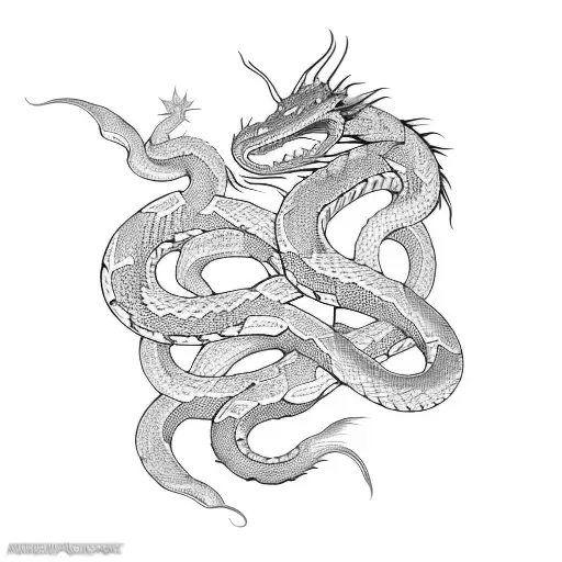 Serpent Wrapped Around Dragon