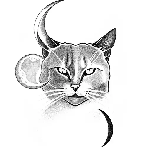 Shadow Of Black Cat With A Moon