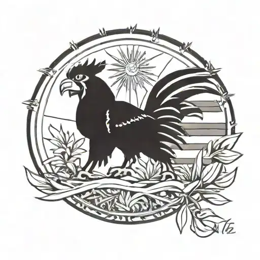 A South Carolina Gamecocks Themed Tattoo Incorporating The Palmetto Tree And American Flag