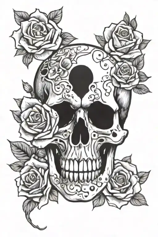 Skull And Roses And Cigaratte