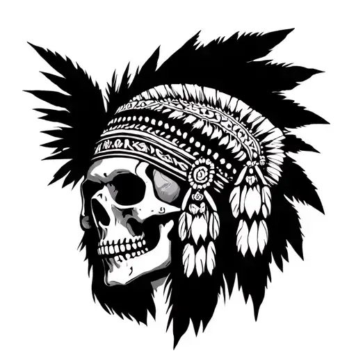 Skull Wearing An Indian Headress