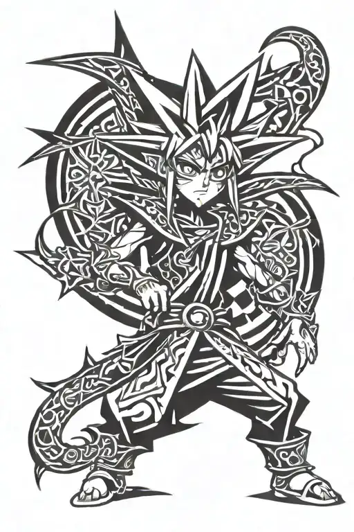 Dark Magician Yugi Oh With Neo Tribal Patterns