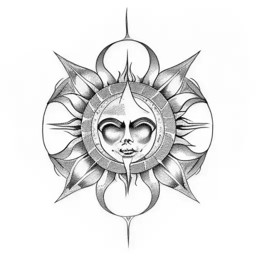 Create A Gothic-inspired Tattoo Featuring A Sun Motif Intertwined With Bdsm Elements