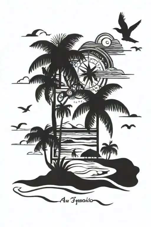 A Jamaican Beach Scene With A Quote And Reggae Symbols