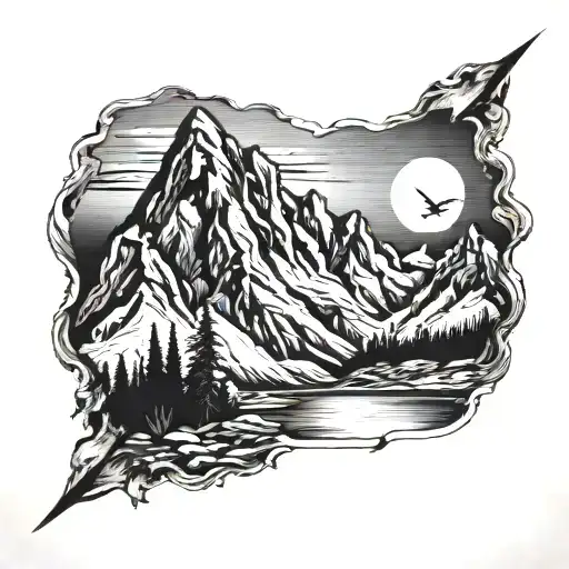 Majestic Mountain Landscape With A Hidden Christian Symbol Incorporated