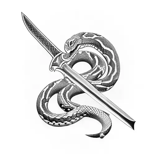 Sword With Snake Half Sleeve