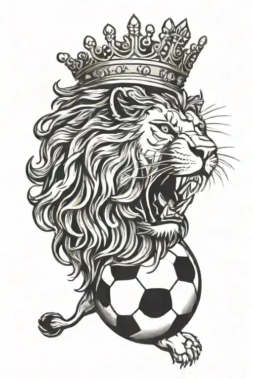 Football With Lion With Crown