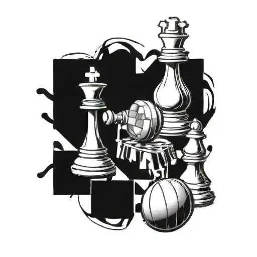 A Chess Board With Graffiti-style Pieces And Basketball Elements