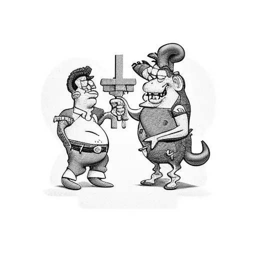 Gangster Fred And Barney Flintstones In A Modern Street Style Setting