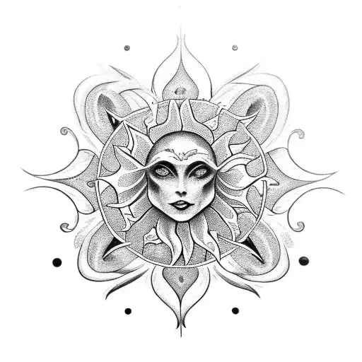 Create A Gothic-inspired Tattoo Featuring A Sun Motif Intertwined With Bdsm Elements