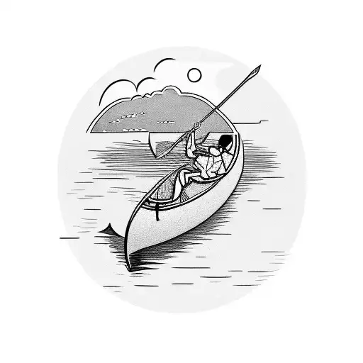 Man And Dog On Canoe