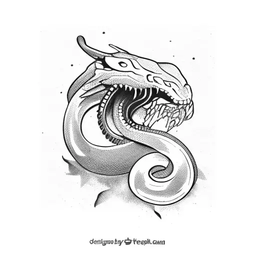 Snake Coming Out Of A Wolf's Skull