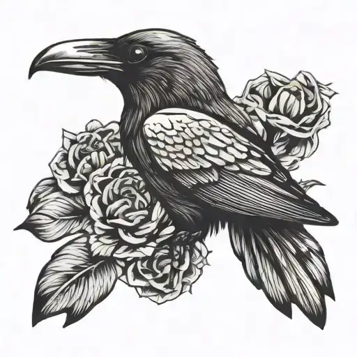 Crow Flying And Praying Hands Holding