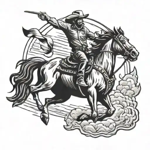 Cowboy Riding Bucking Bronco