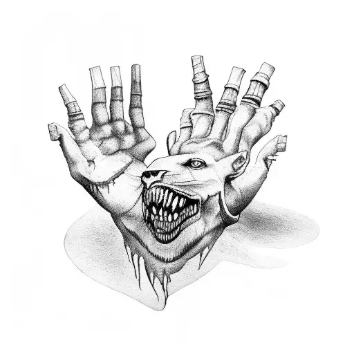 Scary Anubis Eating Human Hand