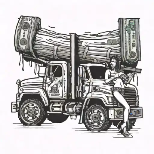 Log Truck With Money And A Hot Girl