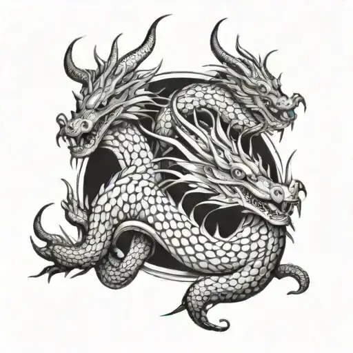 Hydra Dragon With 3 Heads Wrapped