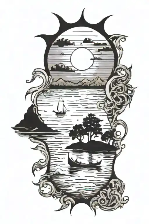 Savannah Landscape With Sun And Water