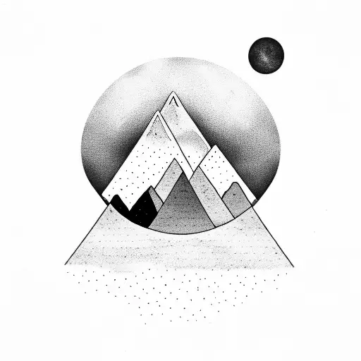 A Silhouette Of A Mountain Range With A Full Moon Shining Behind It