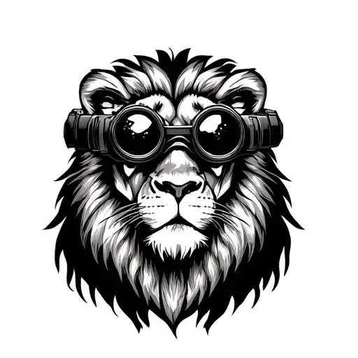 Lion Wearing Night Vision Goggles