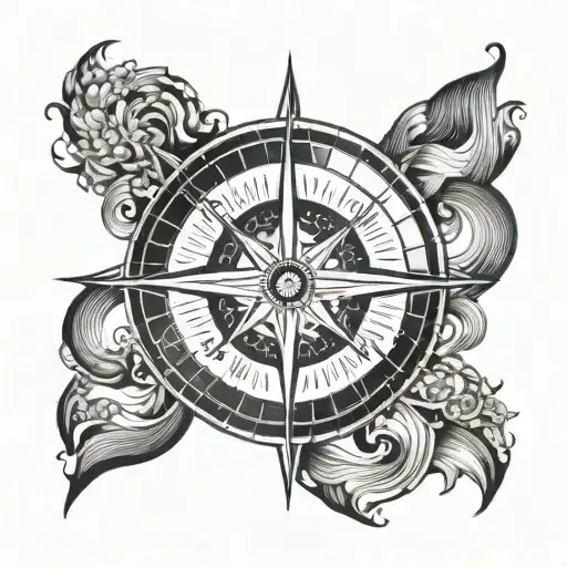 Circular Design Compass An Waves An The Center