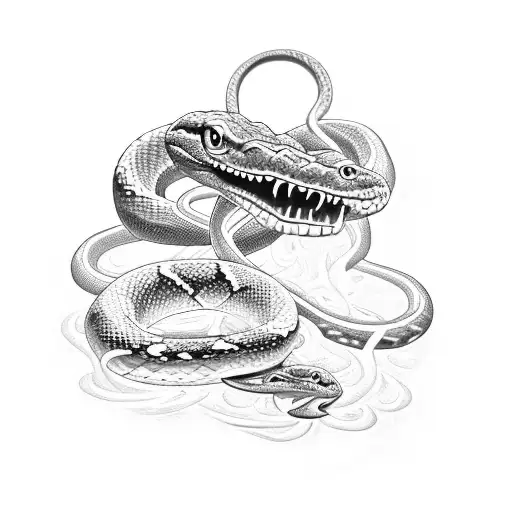 Animated Snake Spitting Fire From Its Mouth