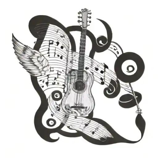 Incorporate A Quill Pen And Musical Notes Intertwined With Buddhist Symbols