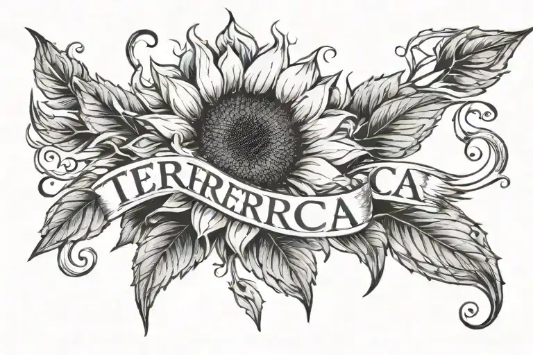 Terrecca Name Tattoo With Sunflower