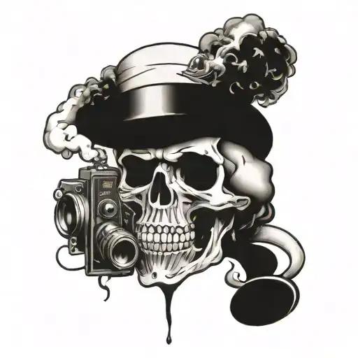 Skull Camera And Cigarette Smoke Forming