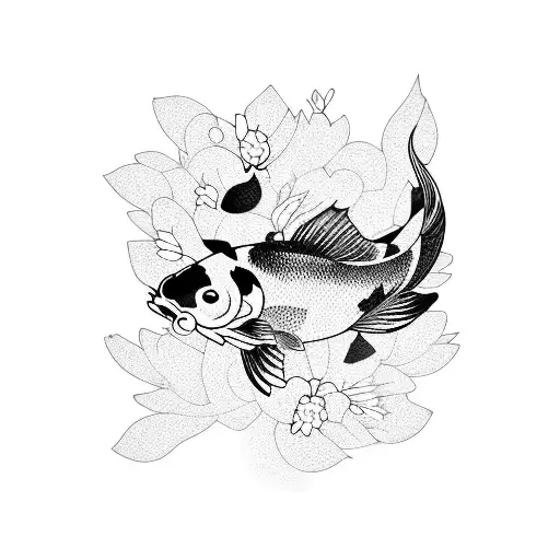 Koi Fish And Cherry Blossom Branch